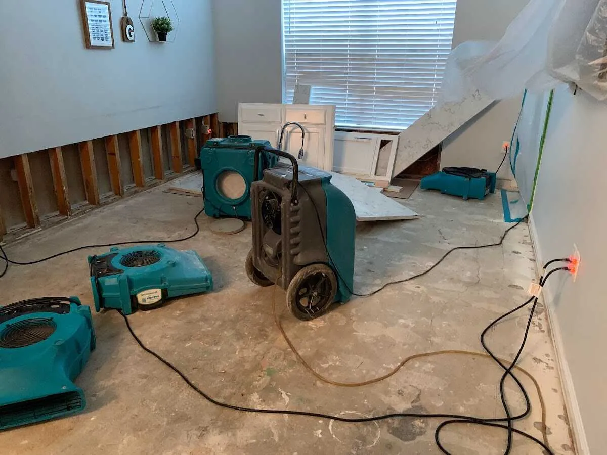 Dehumidifier in flood-cut room for Water Damage Restoration in Roanoke